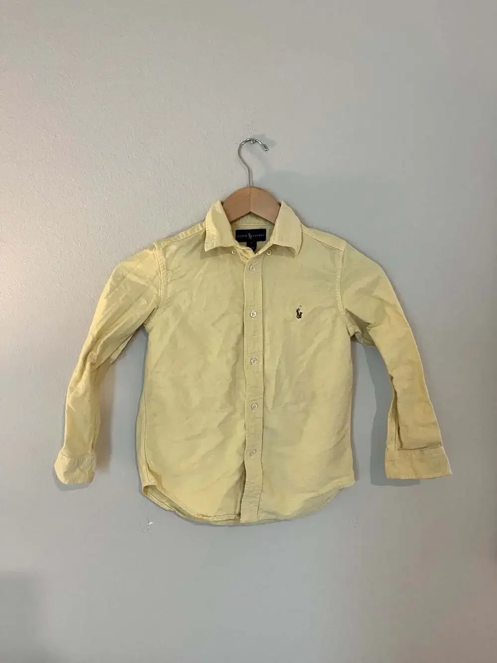 Polo Ralph Lauren, Boys Classic Long Sleeve Oxford, Butter Yellow, Preppy, 7